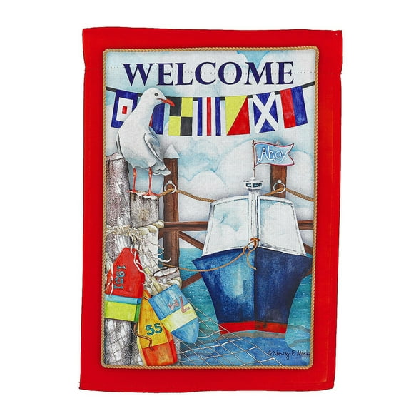 Evergreen Newport Nautical Garden Suede Flag