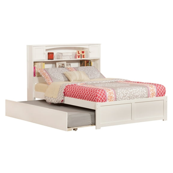 Newport Platform Bed with Flat Panel Foot Board and Twin Size Urban Trundle Bed, Multiple Colors, Multiple Sizes
