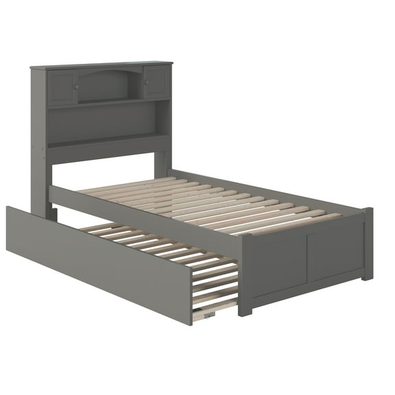 Newport Platform Bed with Flat Panel Foot Board and Twin Size Urban Trundle Bed, Multiple Colors, Multiple Sizes