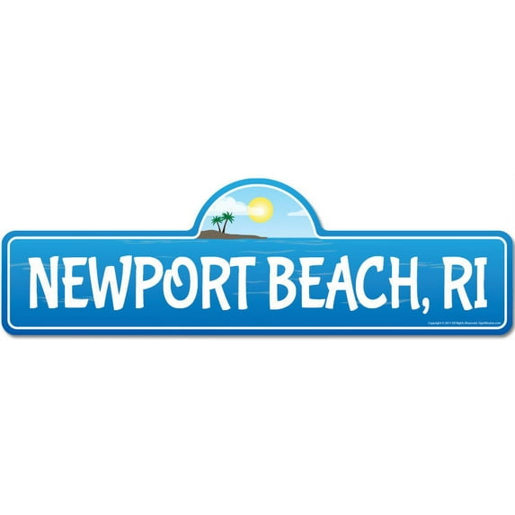 Newport RI Rhode Island Beach Street Sign | Indoor/Outdoor | Surfer Ocean Lover Décor For Beach House Garages Living Rooms Bedroom | Signmission Personalized Gift