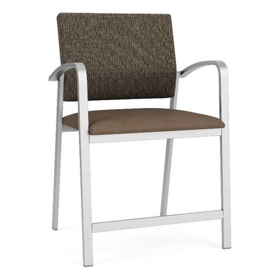Newport Reception 24.5" Oversize Hip Chair / Silver Steel / Brown / Brown