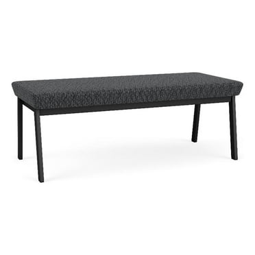 Newport Reception Waiting 18.5" 2-Seat Bench / Black Steel / Dark Gray