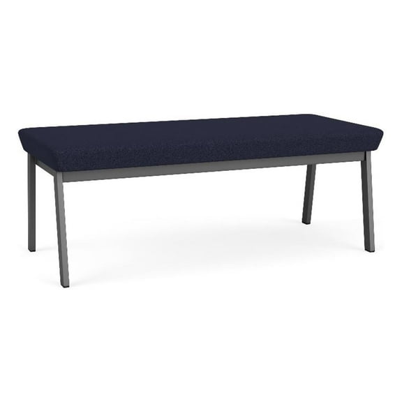 Newport Reception Waiting 18.5" 2-Seat Bench / Charcoal Steel / Navy Blue