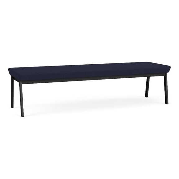 Newport Reception Waiting 18.5" 3-Seat Bench / Black Steel / Navy Blue