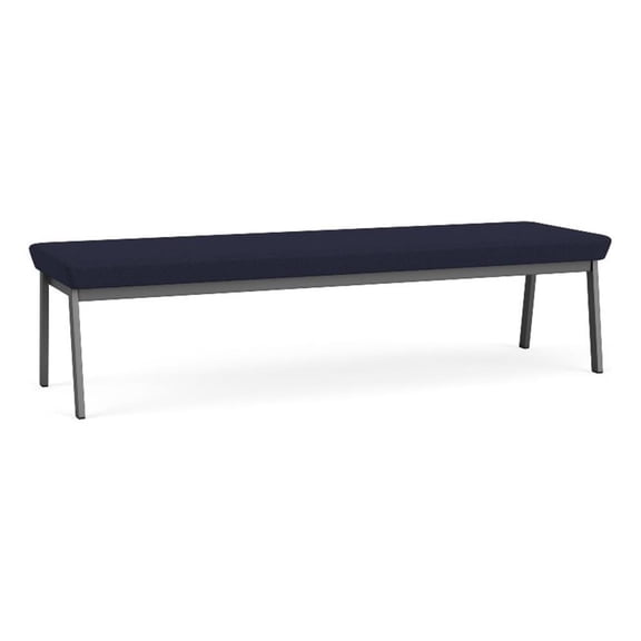 Newport Reception Waiting 18.5" 3-Seat Bench / Charcoal Steel / Navy Blue