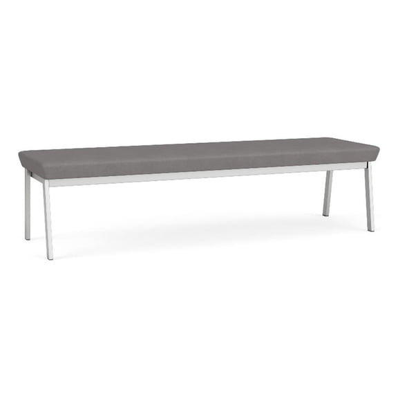 Newport Reception Waiting 18.5" 3-Seat Bench / Silver Steel / Light Gray