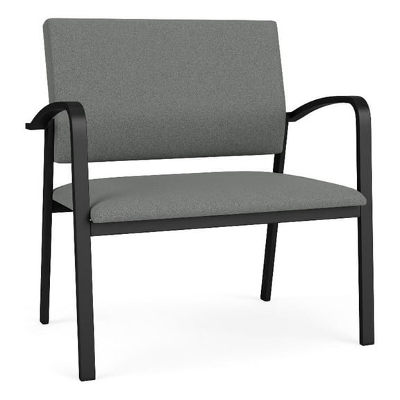 Newport Reception Waiting 18.5" Bariatric Chair / Black Steel / Light Gray