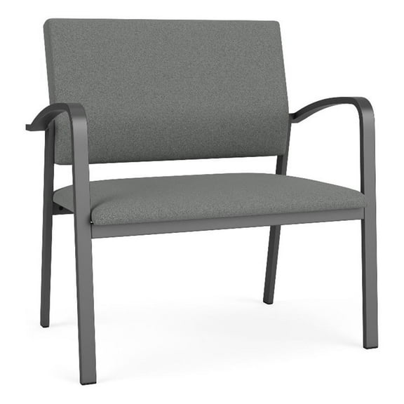 Newport Reception Waiting 18.5" Bariatric Chair / Charcoal Steel / Light Gray