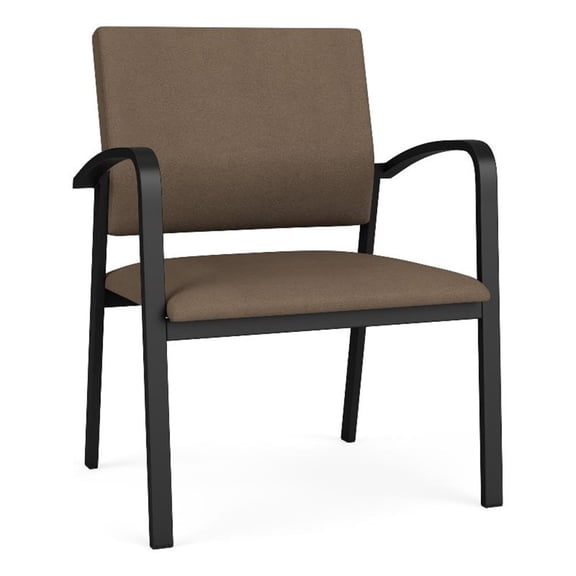 Newport Reception Waiting 18.5" Steel Guest Chair / Black Steel / Brown