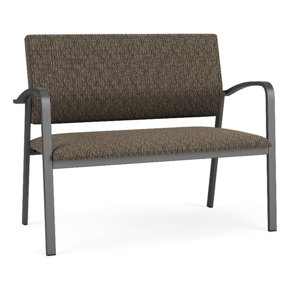 Newport Reception Waiting 2-Seat Tandem Seating / Charcoal Steel / Brown