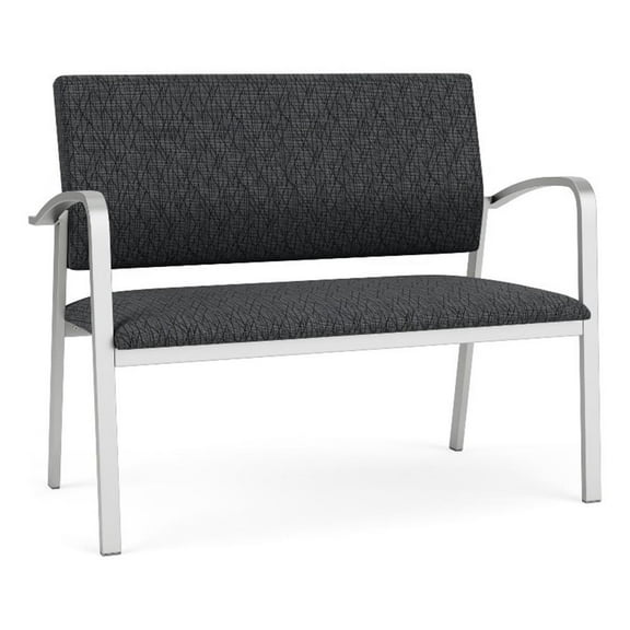Newport Reception Waiting 2-Seat Tandem Seating / Silver Steel / Dark Gray