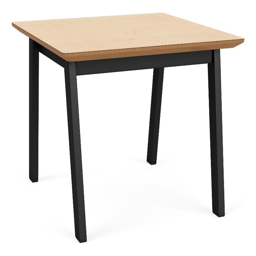Natural Maple and Black Steel Square End Table, 20x20"