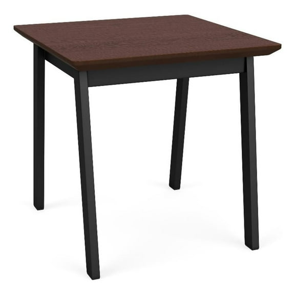 Newport Reception Waiting 20x20" Wood End Table / Black Steel / Walnut
