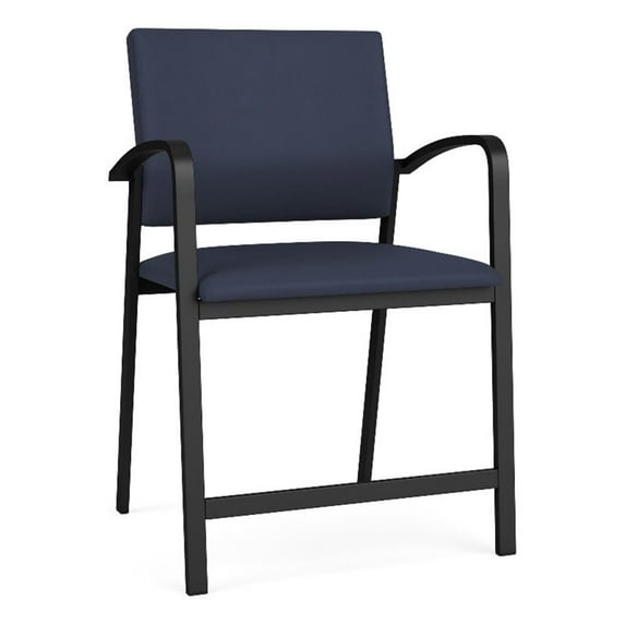 Newport Reception Waiting 24.5" Oversize Hip Chair / Black Steel / Blue