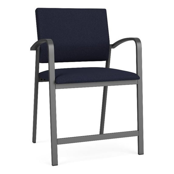 Newport Reception Waiting 24.5" Steel Hip Chair and / Charcoal Steel / Navy Blue