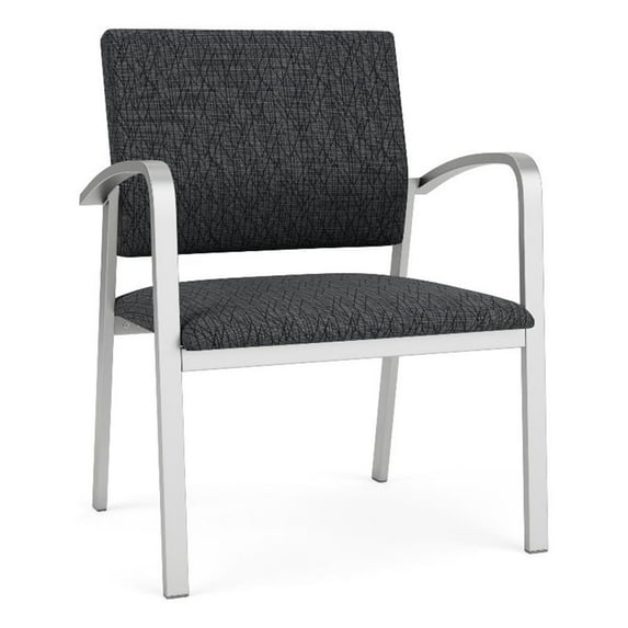 Newport Reception Waiting Oversize Guest Chair / Silver Steel / Dark Gray