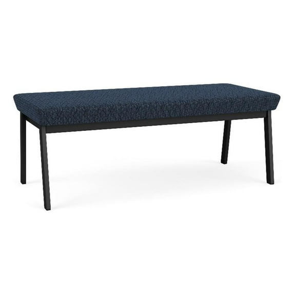 Newport Reception Waiting Room 18.5" 2-Seat Bench / Black Steel / Blue