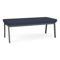 Newport Reception Waiting Room 18.5" 2-Seat Bench / Charcoal Steel / Blue