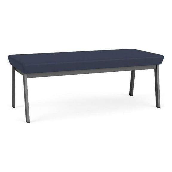 Newport Reception Waiting Room 18.5" 2-Seat Bench / Charcoal Steel / Blue