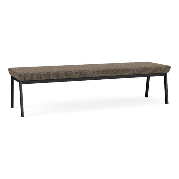 Newport Reception Waiting Room 18.5" 3-Seat Bench / Black Steel / Brown