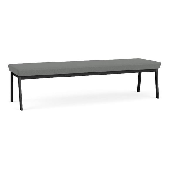 Newport Reception Waiting 18.5" 3-Seat Bench / Black Steel / Light Gray