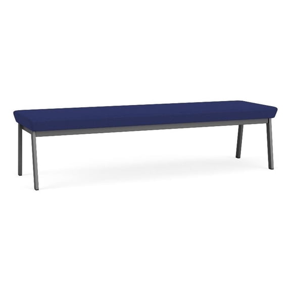 Newport Reception Waiting Room 18.5" 3-Seat Bench / Charcoal Steel / Blue