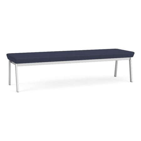 Newport Reception Waiting Room 18.5" 3-Seat Bench / Silver Steel / Blue
