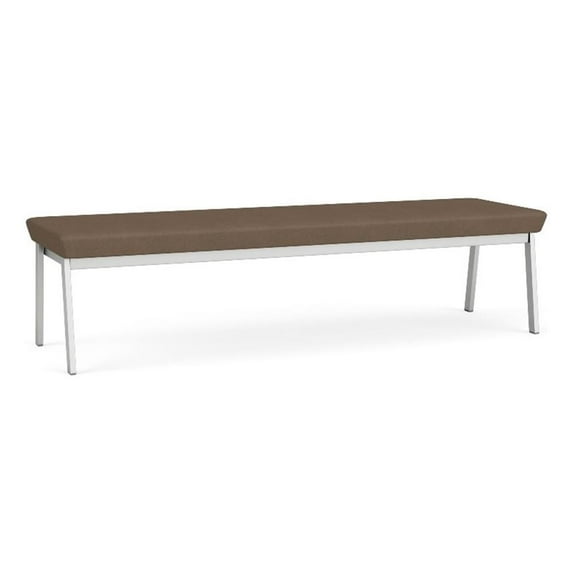 Newport Reception Waiting Room 18.5" 3-Seat Bench / Silver Steel / Brown