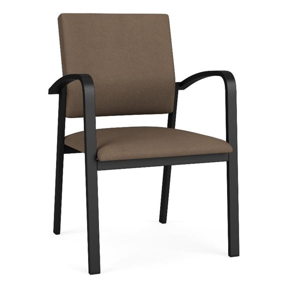 Newport Reception Waiting Room 18.5" Guest Chair / Black Steel / Brown