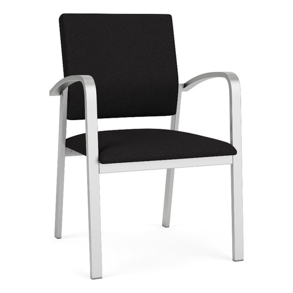 Newport Reception Waiting Room 18.5" Guest Chair / Silver Steel / Black