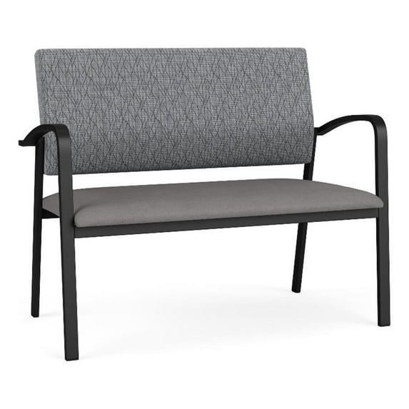 Newport Reception Waiting Room 2-Seat Loveseat / Black Steel / Gray / Gray
