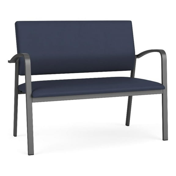 Newport Reception Waiting Room 2-Seat Loveseat / Charcoal Steel / Blue