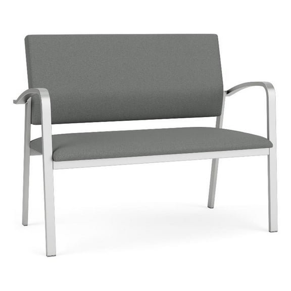 Newport Reception Waiting Room 2-Seat Loveseat / Silver Steel / Light Gray