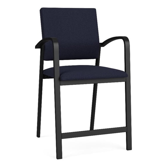 Newport Reception Waiting Room 24.5" Hip Chair / Black Steel / Navy Blue