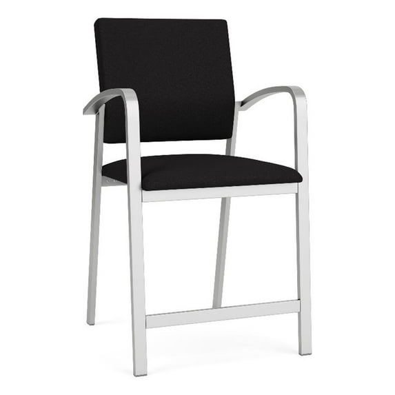 Newport Reception Waiting Room Healthcare 24.5" Hip Chair / Silver Steel / Black
