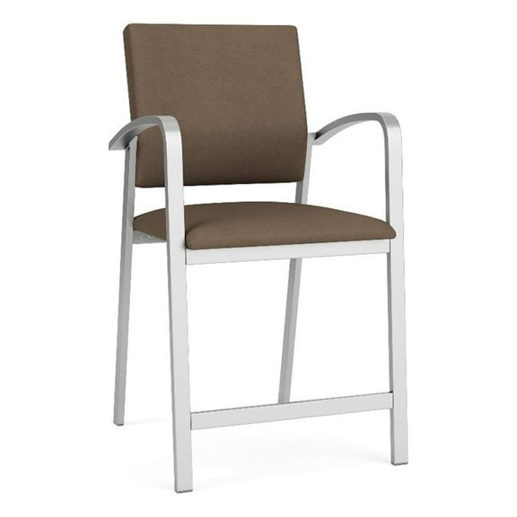 Newport Reception Waiting Room Healthcare 24.5" Hip Chair / Silver Steel / Brown