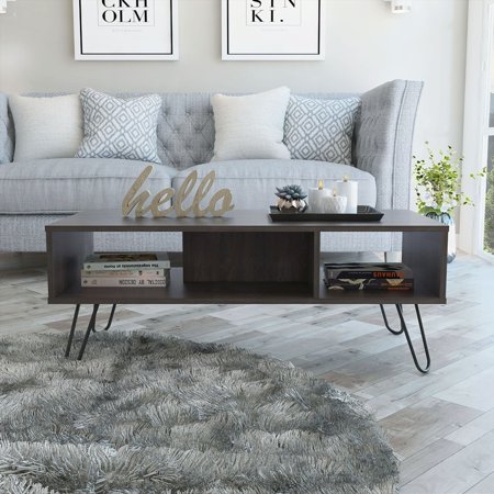 Newport Rectangle 2-Shelf Coffee Table with Stylish Carbon Espresso Finish