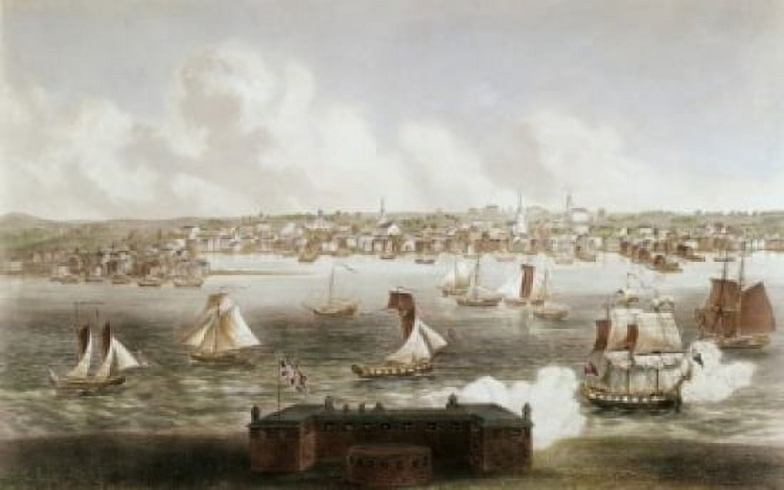 Newport Rhode Island in 1730 JP Newell (19th C American) Canvas Art - JP Newell (24 x 36)