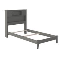 AFI Newport Twin-XL Solid Wood Foundation Bed with Storage Headboard, Grey