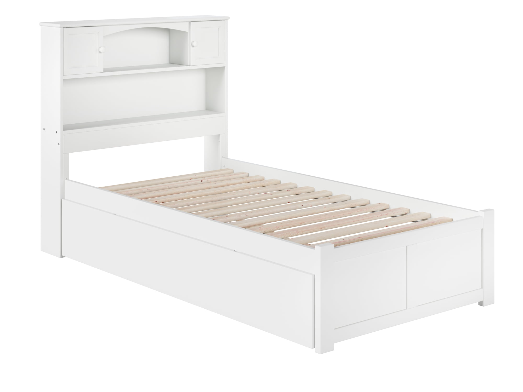 Newport Twin Extra Long Bed with Footboard and Twin Extra Long Trundle in White