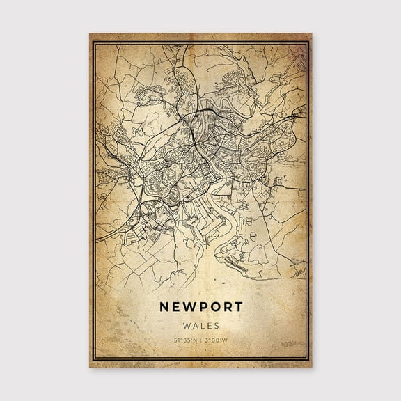 Newport Wales Map Print: Modern Vintage City Artfor Living Room Bedroom Office Farmhouse Neutral Home Artwork Ready to Hang 8x12 inch