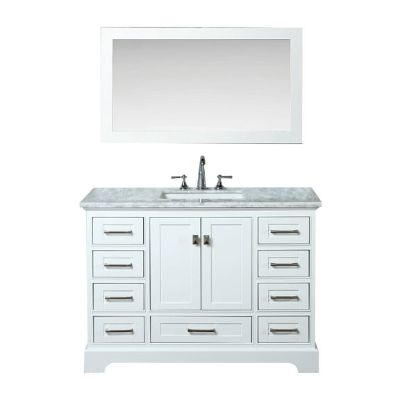 Newport White 48 inch Single Sink Bathroom Vanity with Mirror