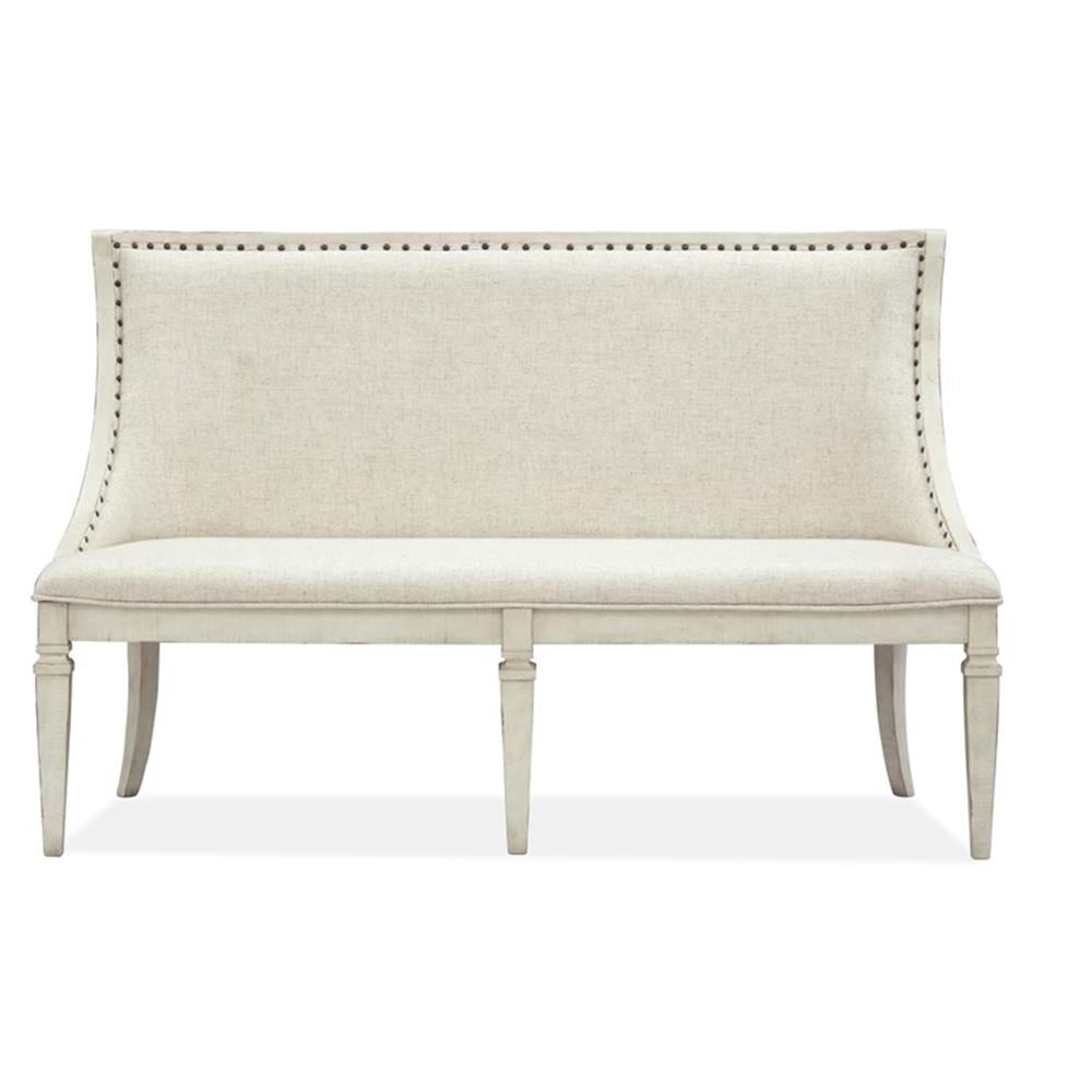 Newport Pine and Hardwood Upholstered Bench with Alabaster Finish