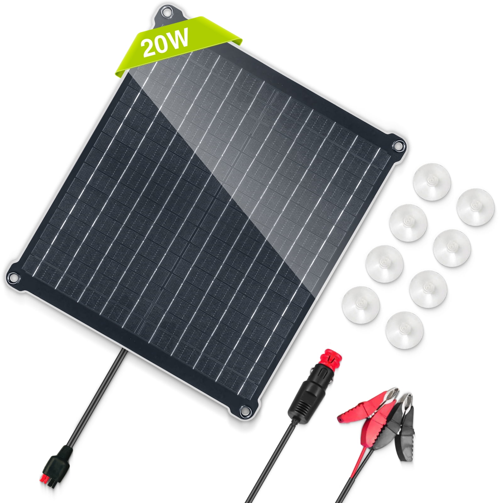 cigarette lighter solar panel Newpowa 20W 12V Solar Panel Car Battery Maintainer with Cigarette Lighter &  Plug Alligator Clips, 20 Watt Portable Trickle Charge Power for Motorcycle  Boat Marine RV