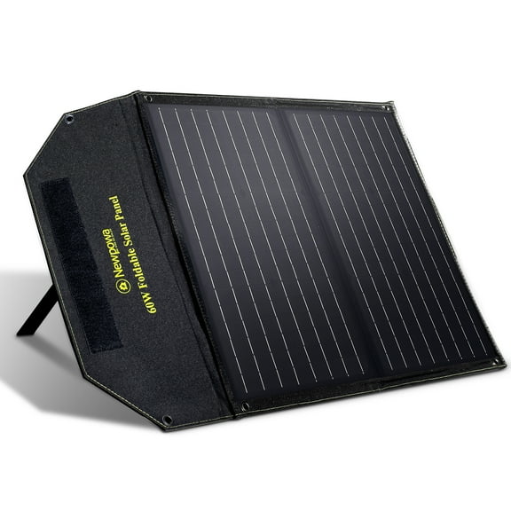 Newpowa 60W Foldable Solar Panel Charger High-Efficiency Mono Cells, Dual DC Ports Compatible with Newpowa/Jackery/Goal Zero Generators, for RV Boat Van Camping