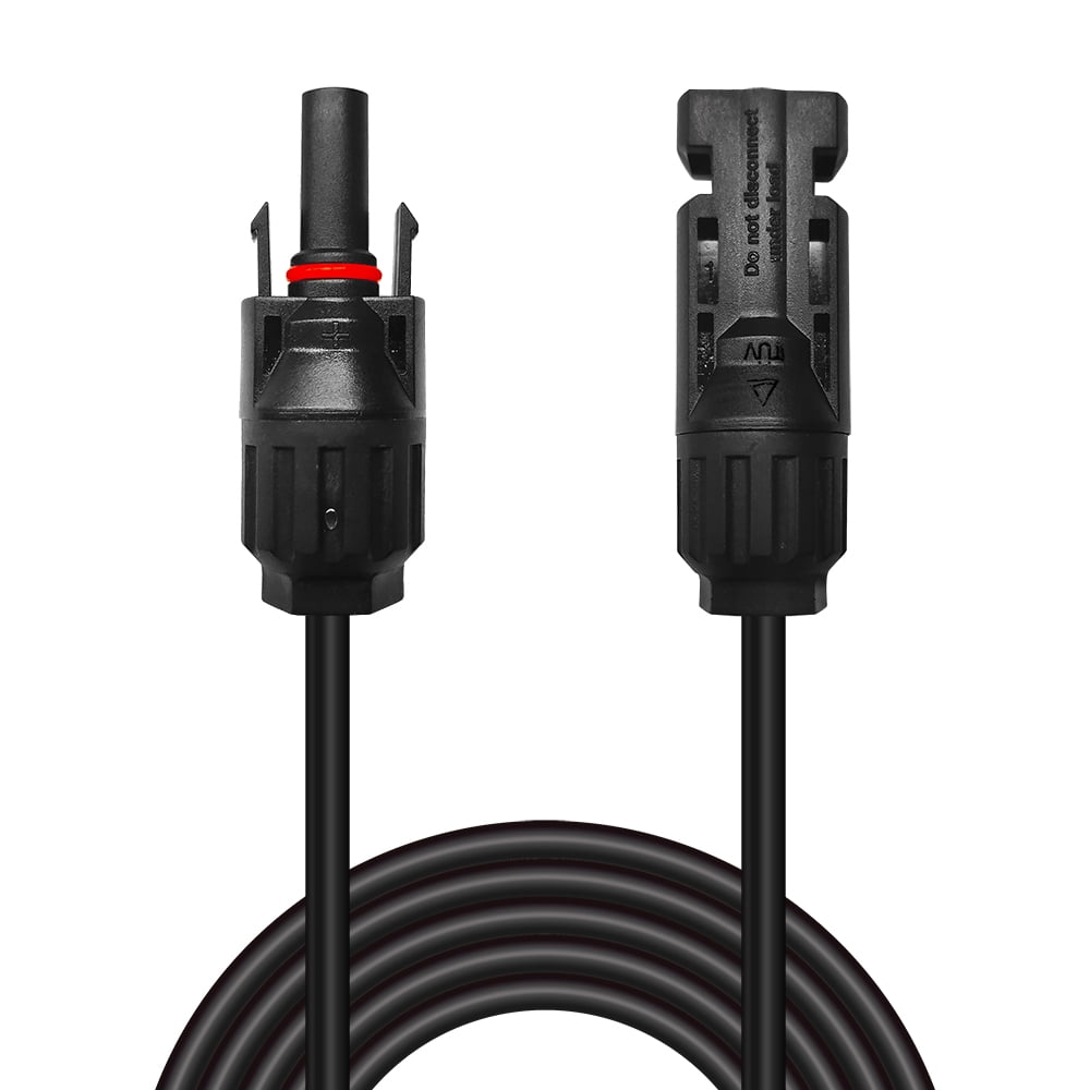 Newpowa 6FT 15FT 30FT 50FT 100FT(Feet) 10AWG(6mm² ) One Black Solar Extension Cable With Male/Female Solar Panel Connectors Weatherproof IP67 for PV Outdoor Use