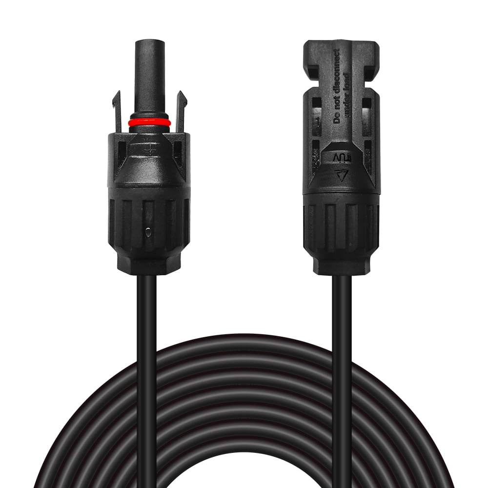 Newpowa 6FT 15FT 30FT 50FT 100FT(Feet) 10AWG(6mm² ) One Black Solar Extension Cable With Male/Female Solar Panel Connectors  for PV Outdoor Use Weatherproof IP67