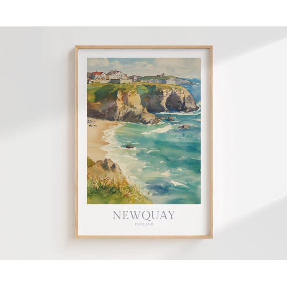 Newquay England Poster Home Decor Travel Art Poster, Unframed Size 24x36