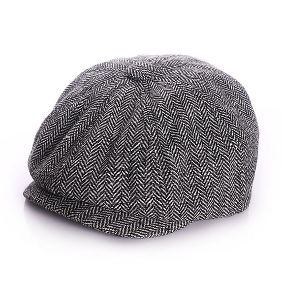 ZQUUVOU Newsboy Cap For Men Newsies Cabbie Hat Flat Winter Hat Black