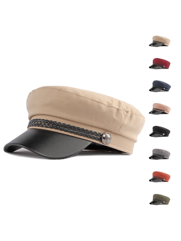 Newsboy Hat for Women Trendy Greek Fisherman Cap Women's Baker Boy Newsies Hat Ladies Fashion Caps Yacht Captain Sailor Hat Fiddler Caps Beret Hat Fisherman Flat Hats Black One Size